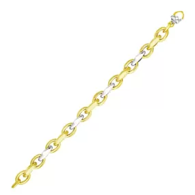 14k Two-Tone Gold Oval and Graduated Link Bracelet