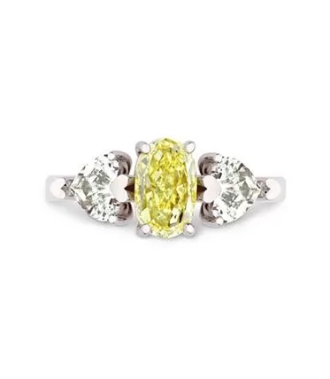 18ct white gold yellow and white diamond ring