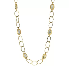 22K Gold Bezel-Set Faceted Aquamarine Station Necklace