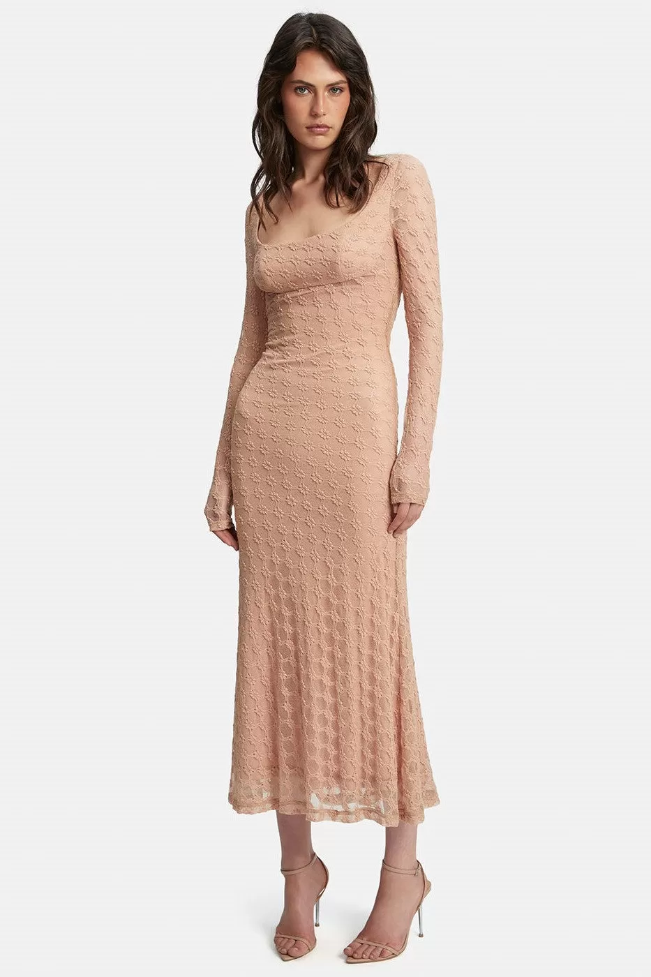 Adoni Lace Midi Dress - Biscuit