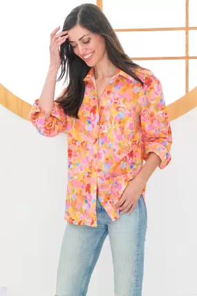 Andie Shirt Pink & Orange Capri Floral Print