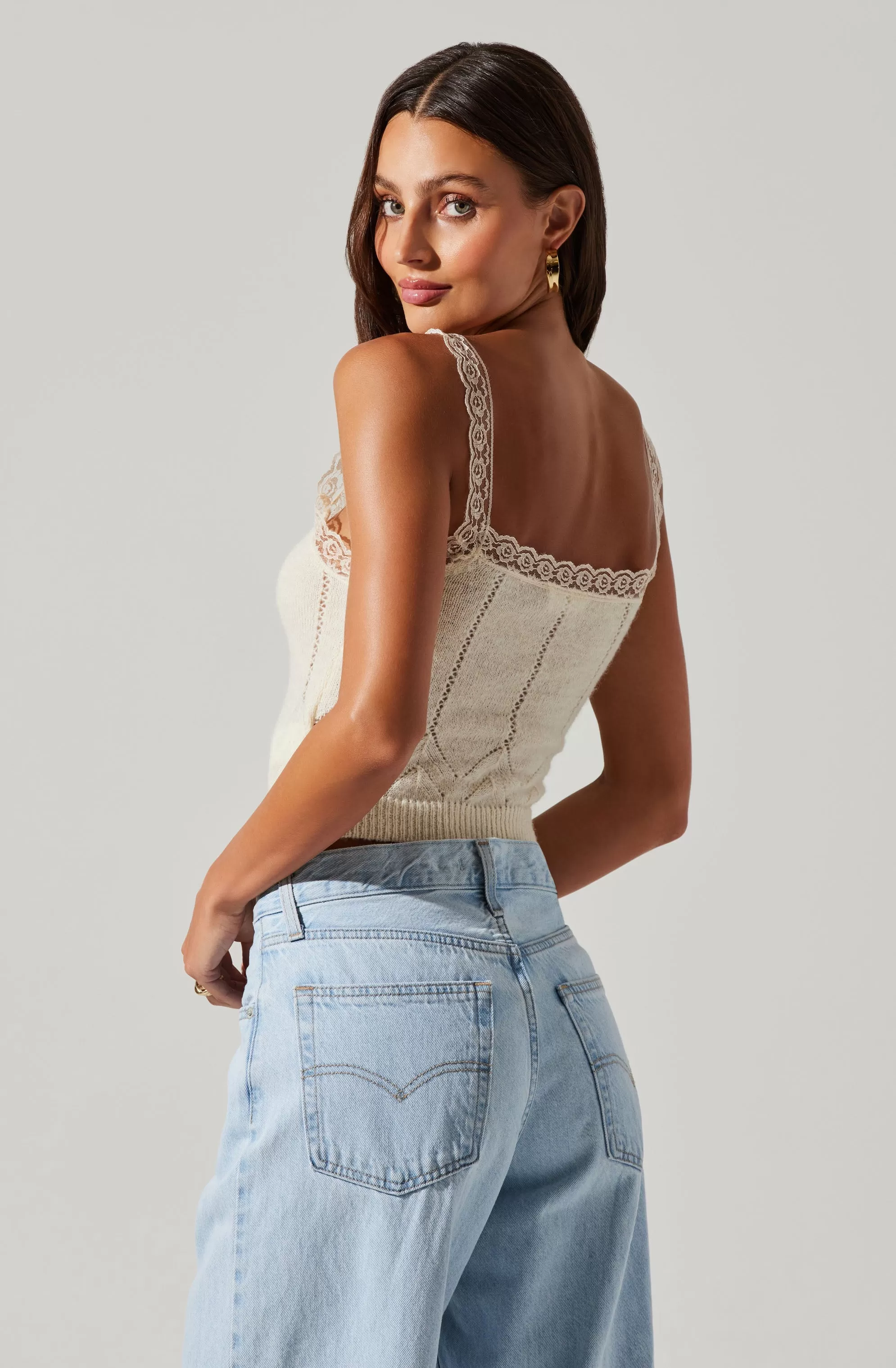 Arlie Lace Trimmed Sweater Tank