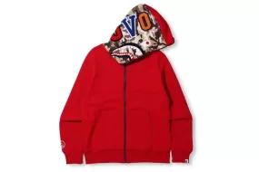 BAPE X OVO REVERSIBLE FULL ZIP HOODIE RED