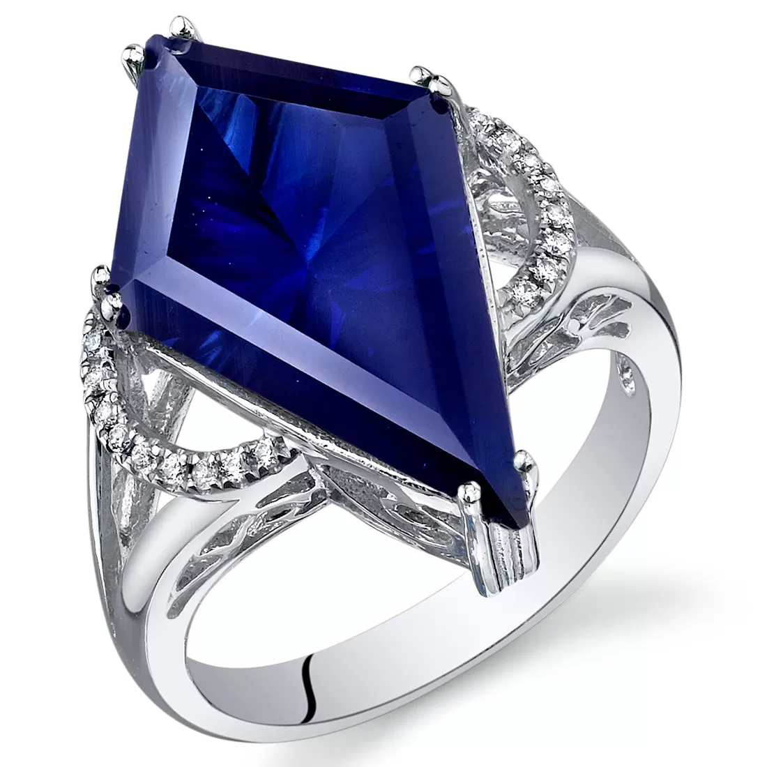 Blue Sapphire Special Cut Sterling Silver Ring Size 5