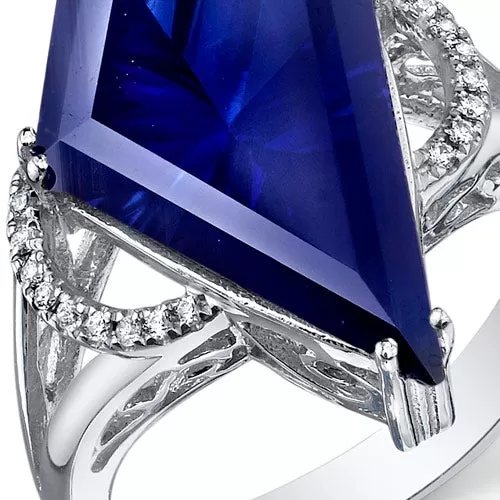 Blue Sapphire Special Cut Sterling Silver Ring Size 5