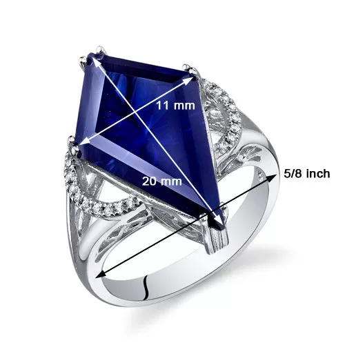 Blue Sapphire Special Cut Sterling Silver Ring Size 5