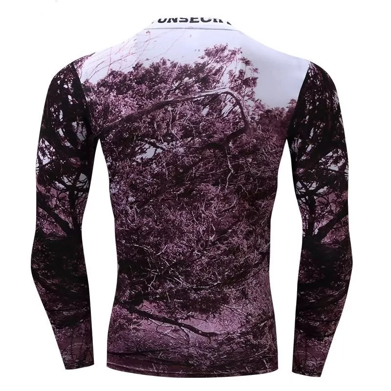 Camouflage Compression 'Wooded Camo' Long Sleeve Rashguard