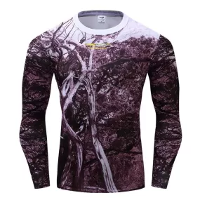 Camouflage Compression 'Wooded Camo' Long Sleeve Rashguard