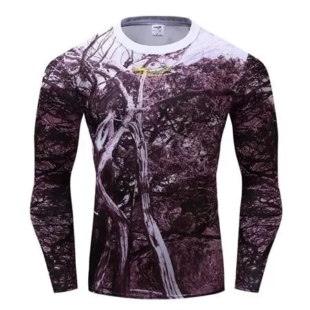 Camouflage Compression 'Wooded Camo' Long Sleeve Rashguard