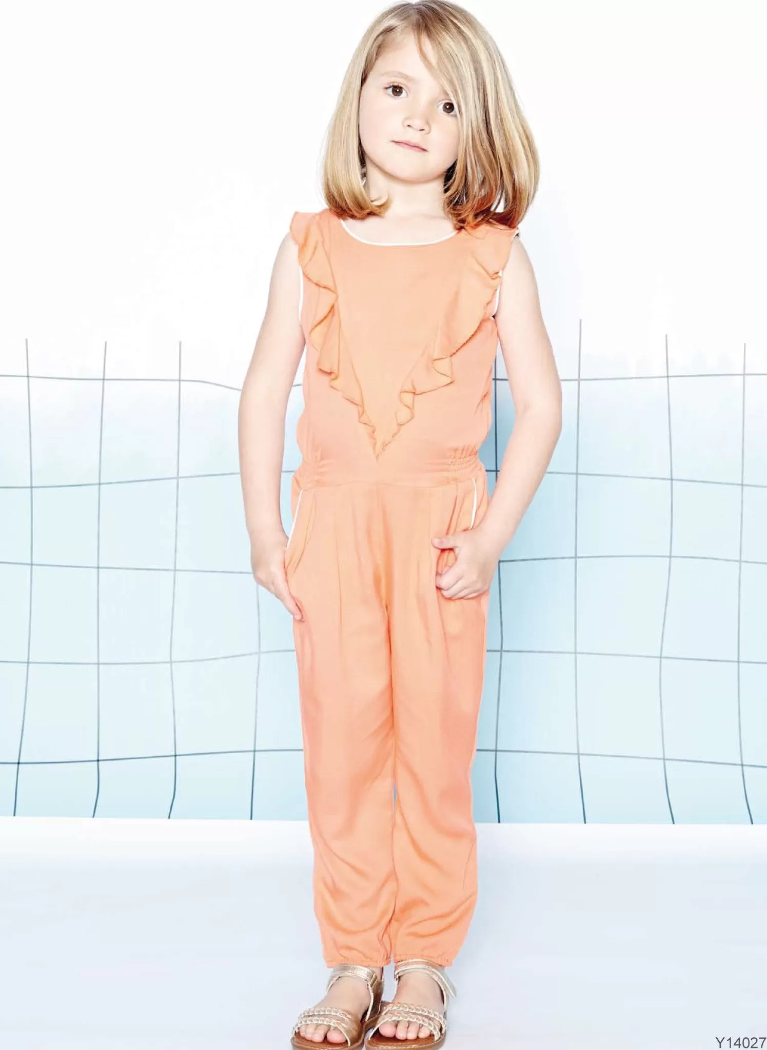 Carrement Beau Girls Long Twill Overalls