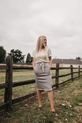 Chloe Drawstring Skirt in Heather Grey