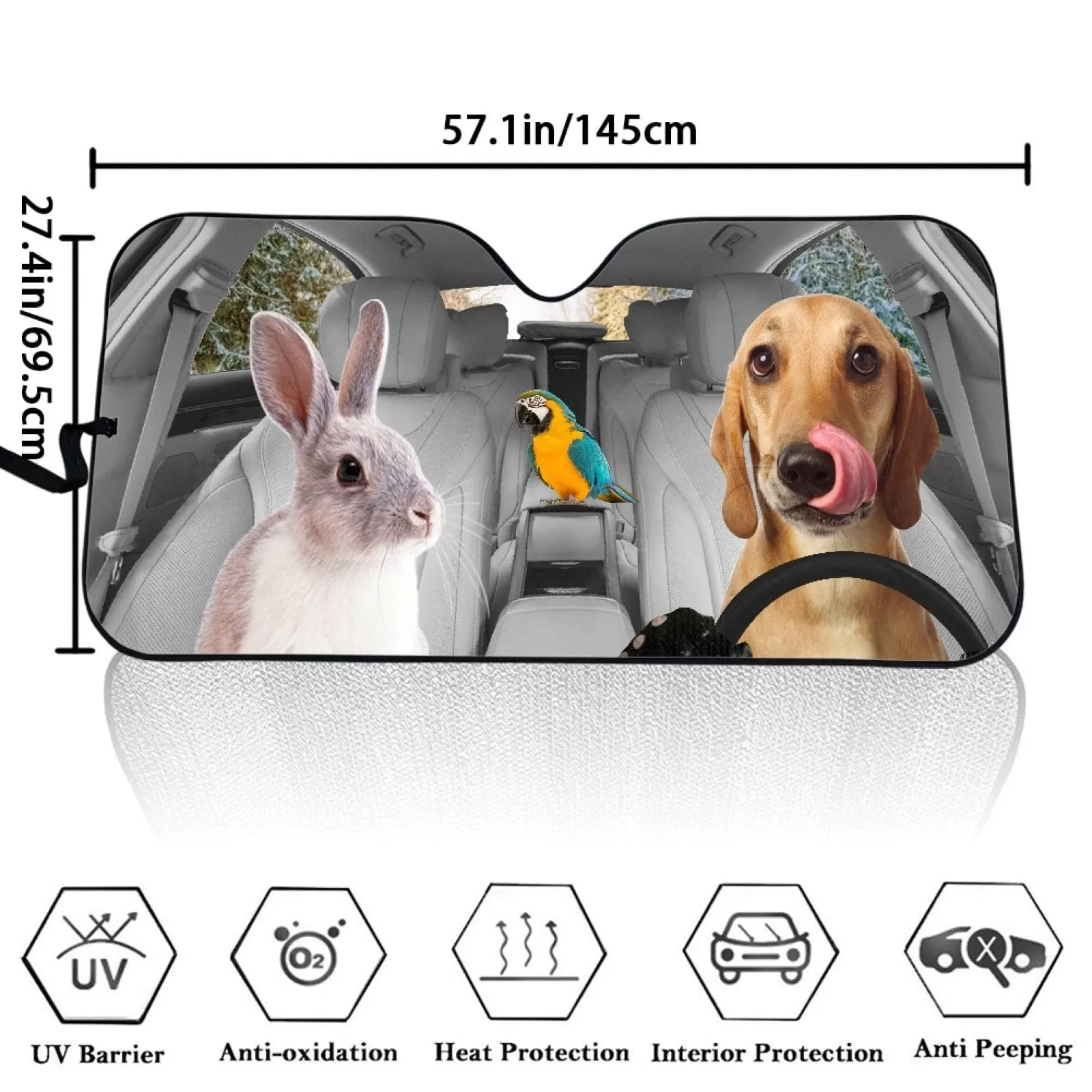 Custom Pet Family Personalized Funny Car Front Windshield Sun Shade Offers Ultimate Protection for Car Interior