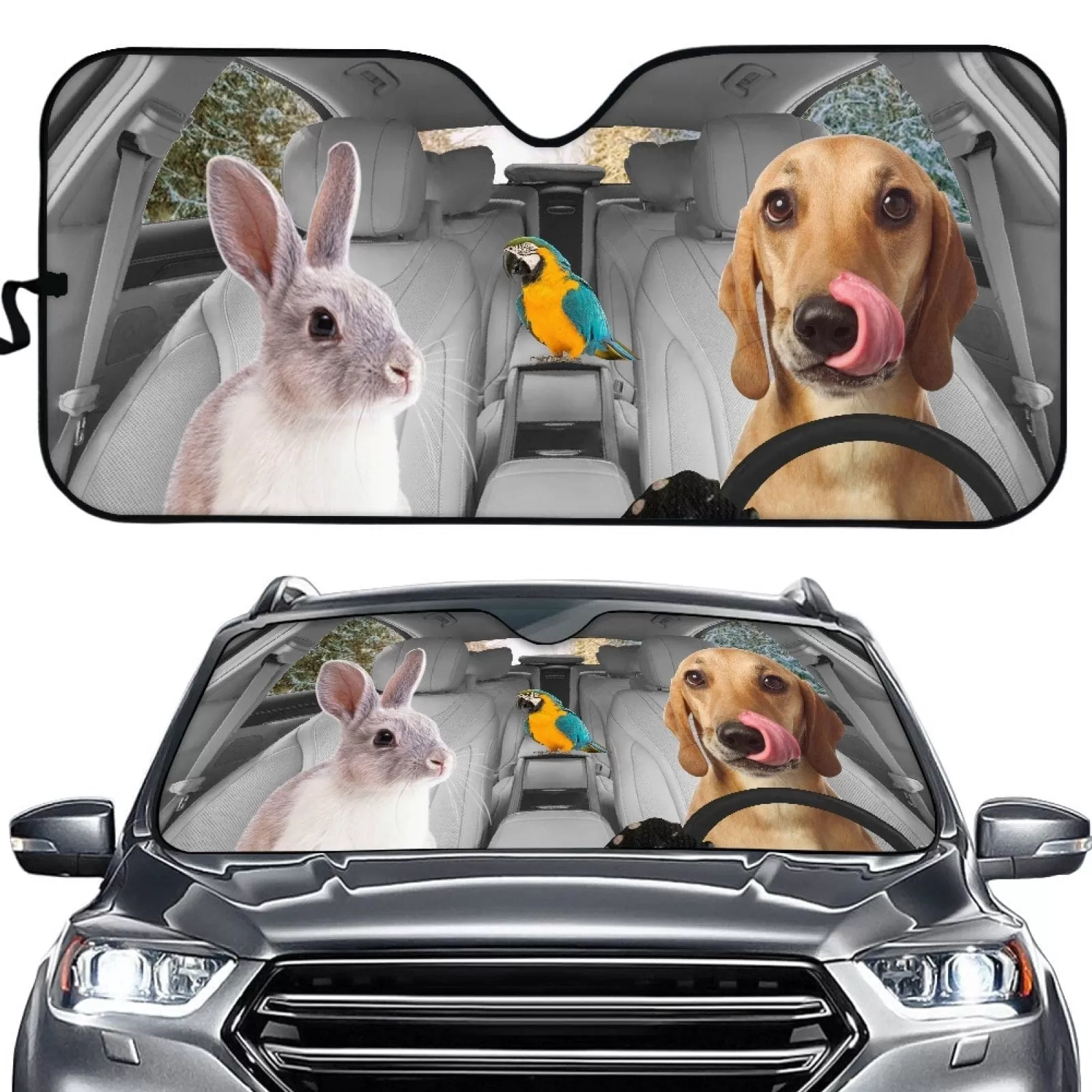 Custom Pet Family Personalized Funny Car Front Windshield Sun Shade Offers Ultimate Protection for Car Interior