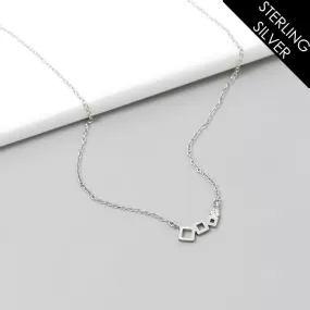 CZ Pave Geometric Pendant Sterling Silver Short Necklace