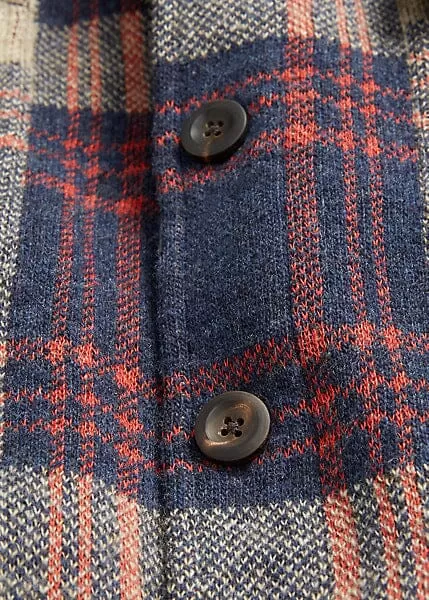 Double RL - Plaid Wool-Blend Workshirt Sweater - Red Blue Multi