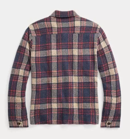 Double RL - Plaid Wool-Blend Workshirt Sweater - Red Blue Multi