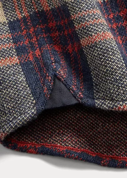 Double RL - Plaid Wool-Blend Workshirt Sweater - Red Blue Multi