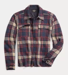 Double RL - Plaid Wool-Blend Workshirt Sweater - Red Blue Multi