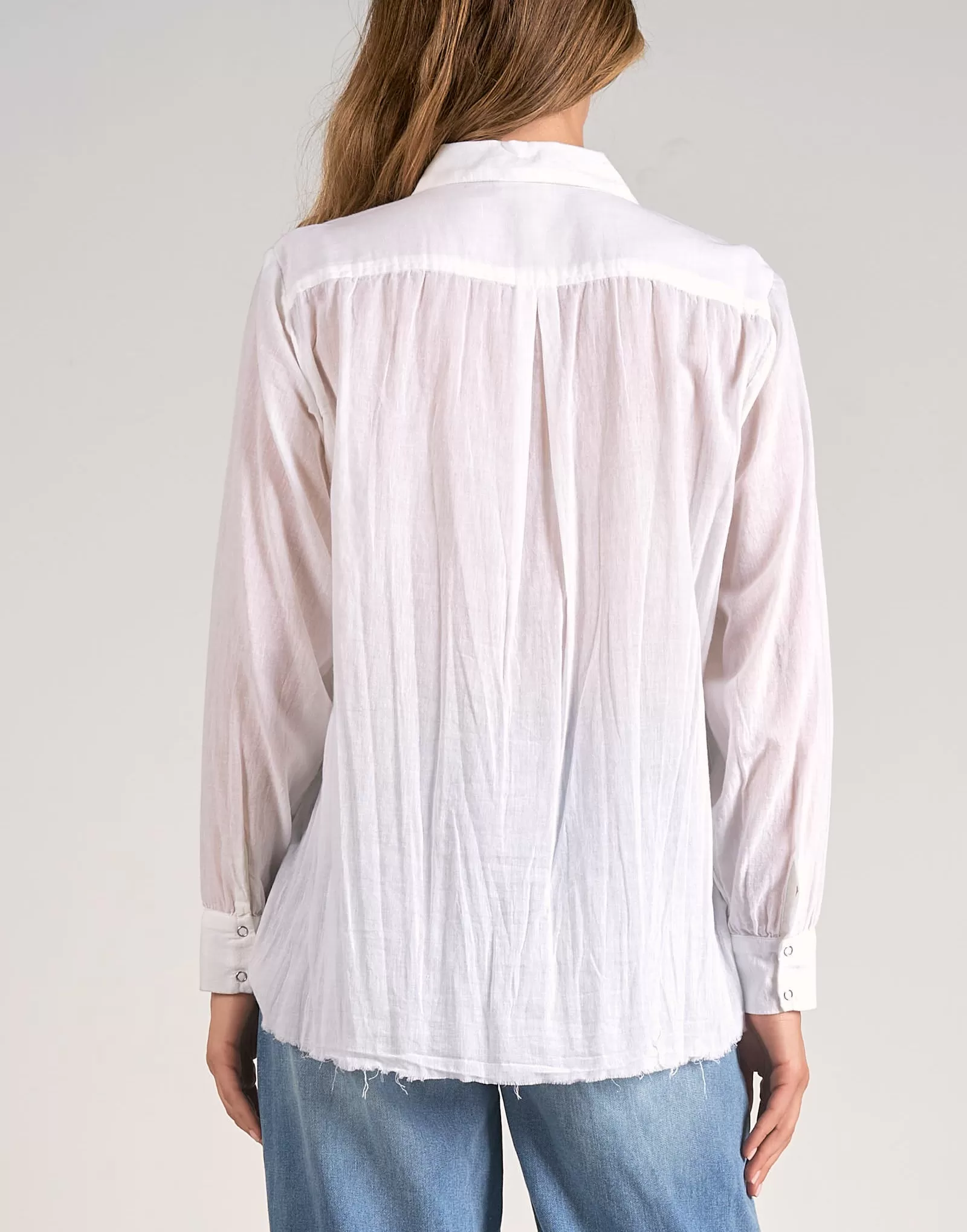 Elan Collared Gauze Top