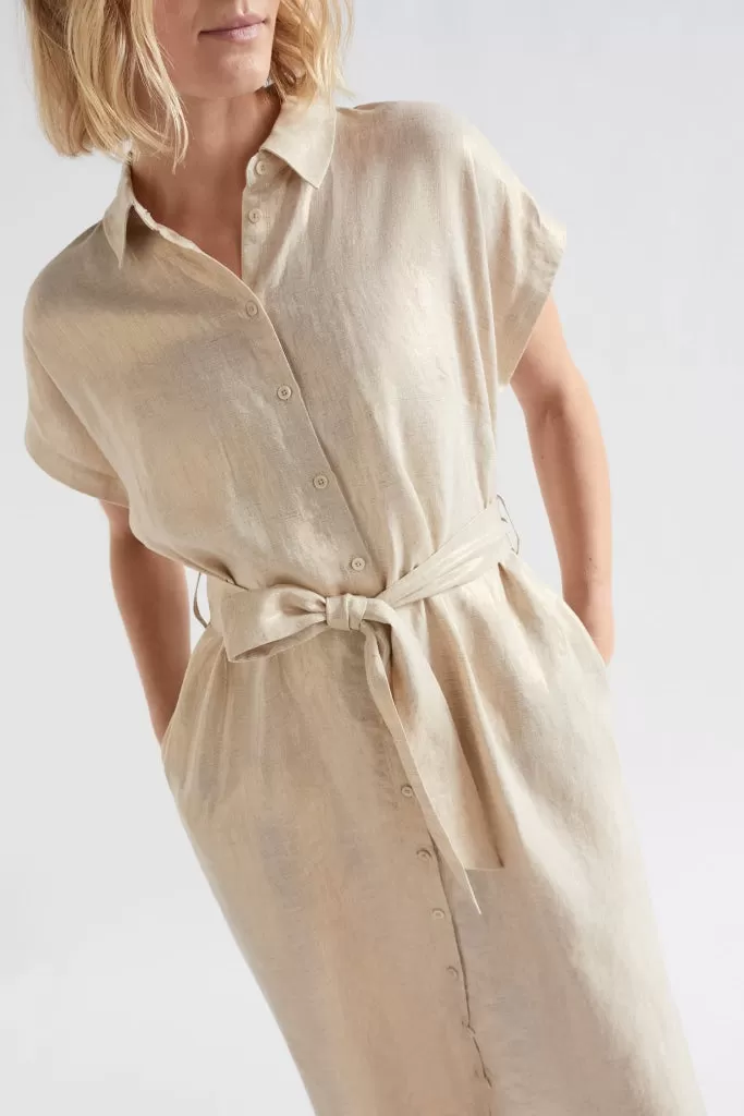 Elk The Label - Metalen Shirt Dress - Gold Linen