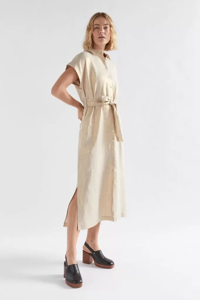 Elk The Label - Metalen Shirt Dress - Gold Linen