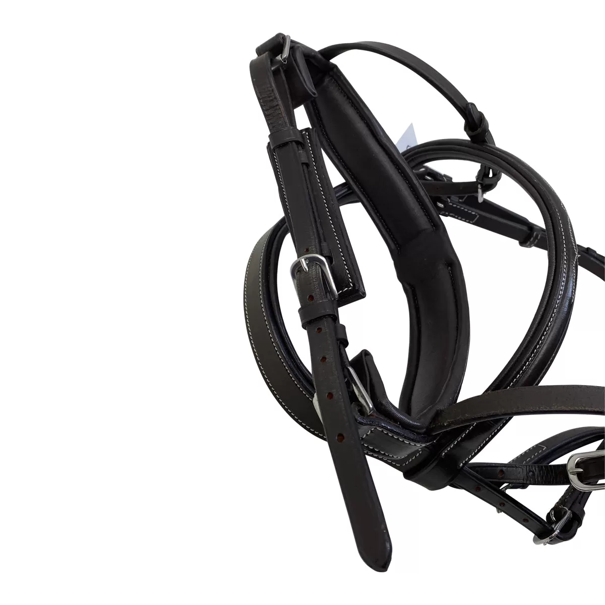 Fancy Raised Padded Bridle w/Crank Noseband in Chocolate - Oversize