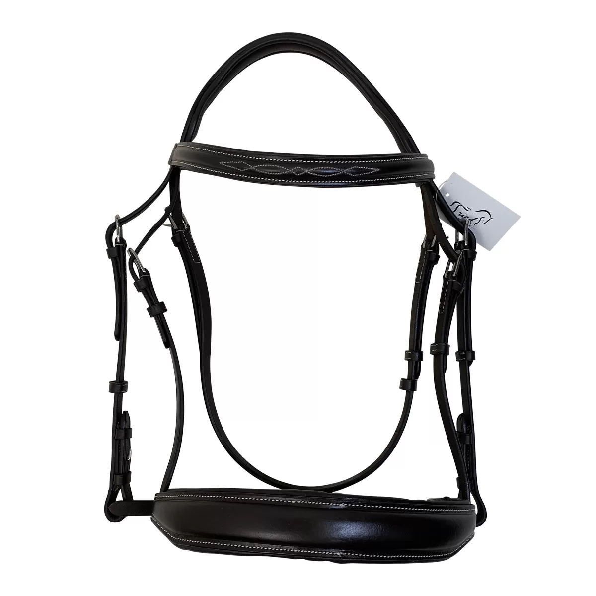 Fancy Raised Padded Bridle w/Crank Noseband in Chocolate - Oversize