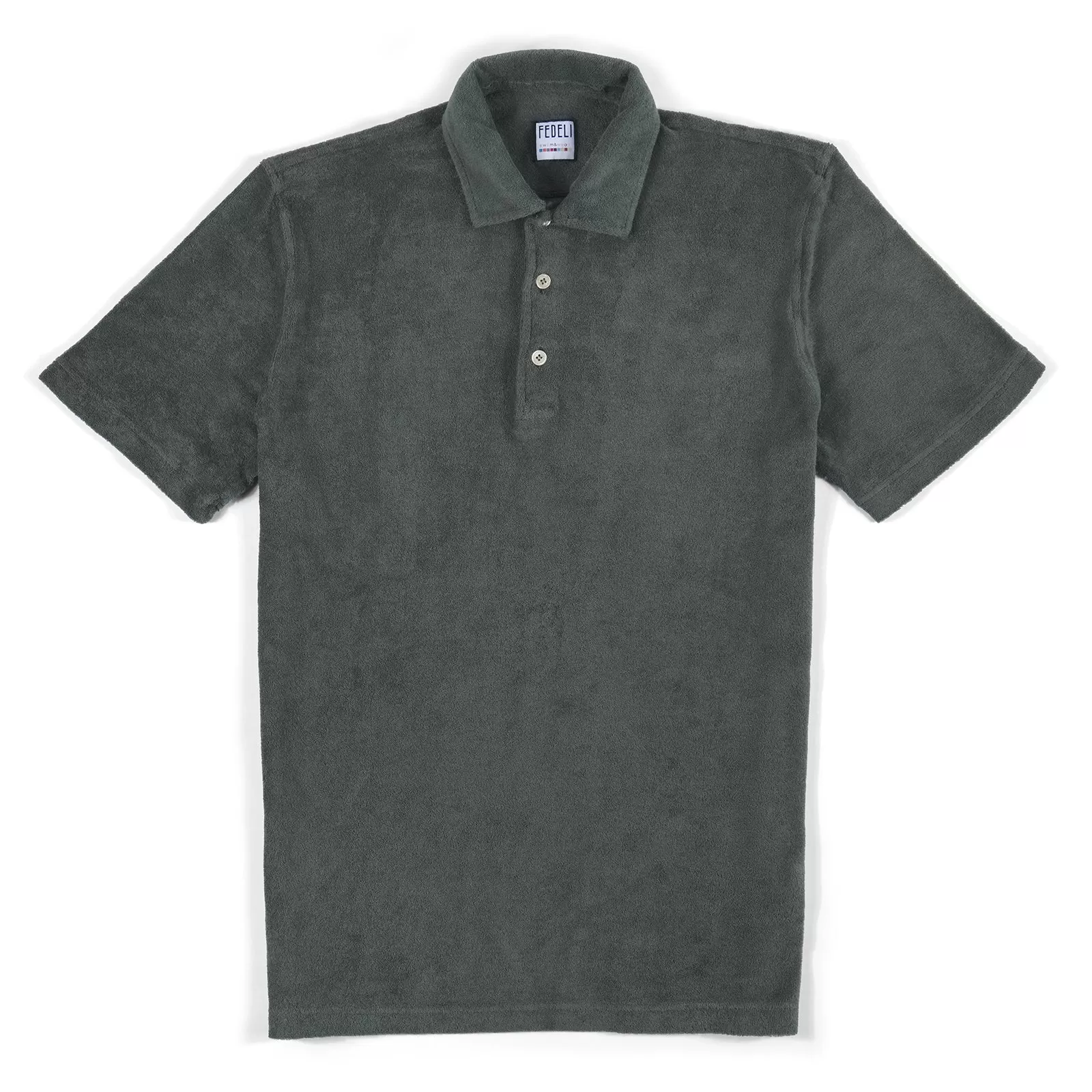 Fedeli Classic Short Sleeve Terrycloth Polo Shirt in Moss