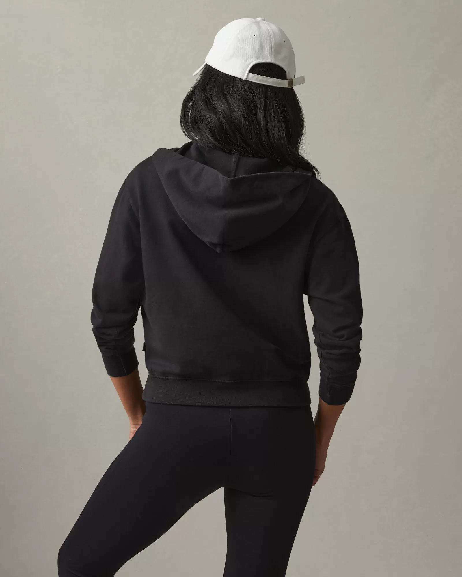 French Terry Half Zip Hoodie - Black