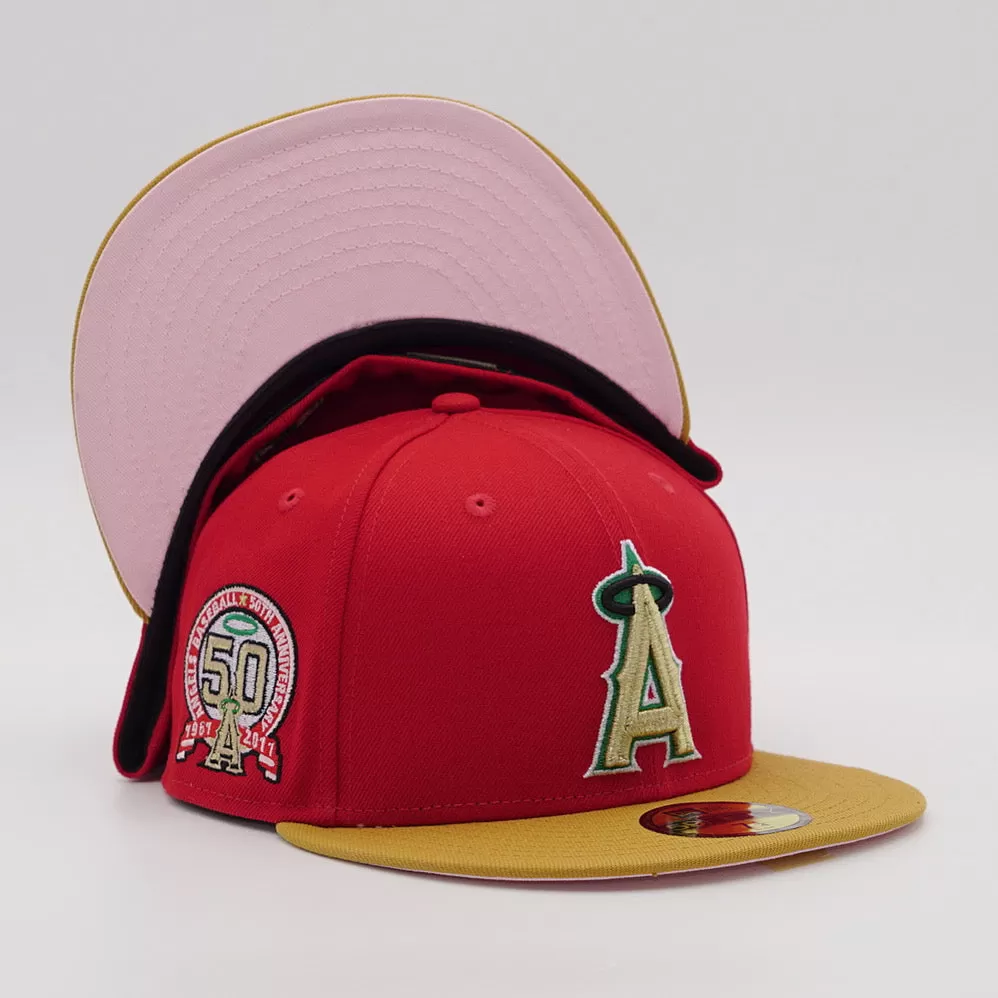 Fresh Rags X New Era 59Fifty Anaheim Angels 50th Anniversary Side Patch Pink UV