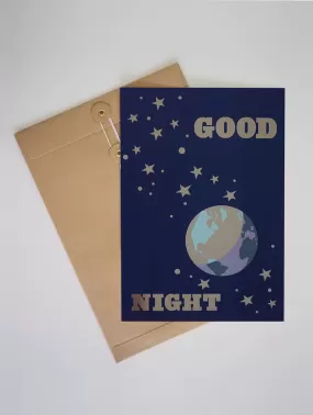 GOOD NIGHT A4 SILVER FOIL PRINT