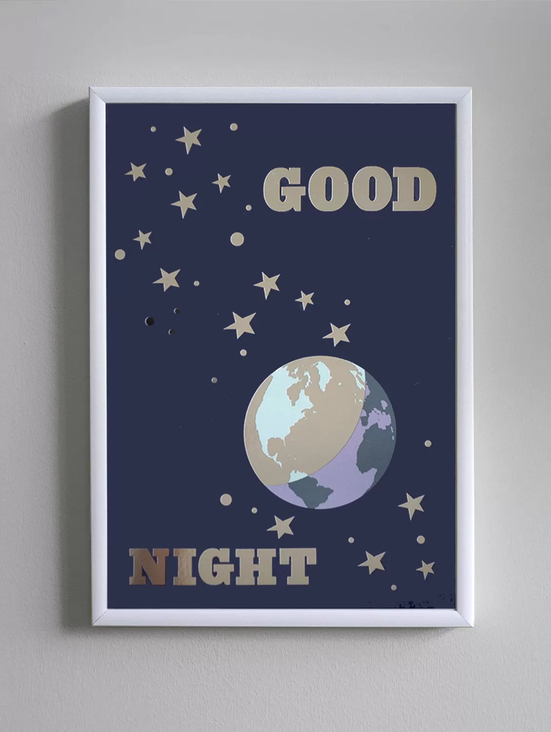 GOOD NIGHT A4 SILVER FOIL PRINT