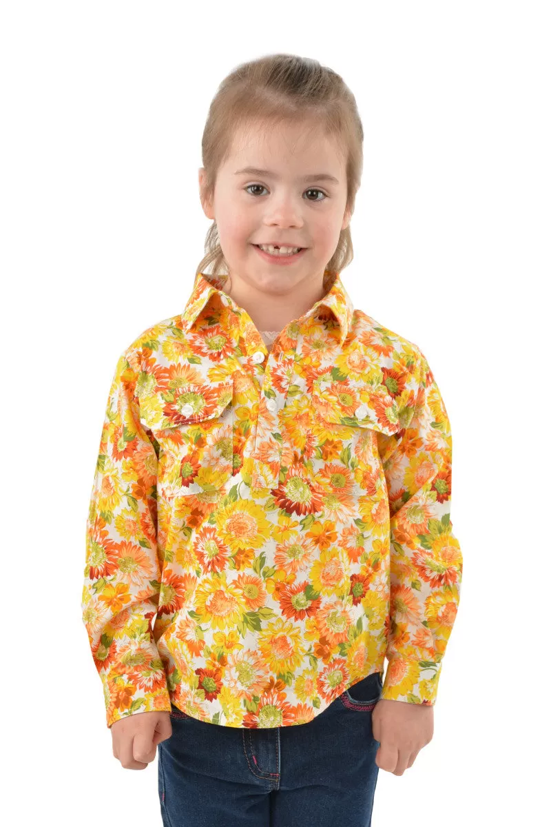 Hard Slog Kids Barbara Half Placket Long Sleeve Shirt