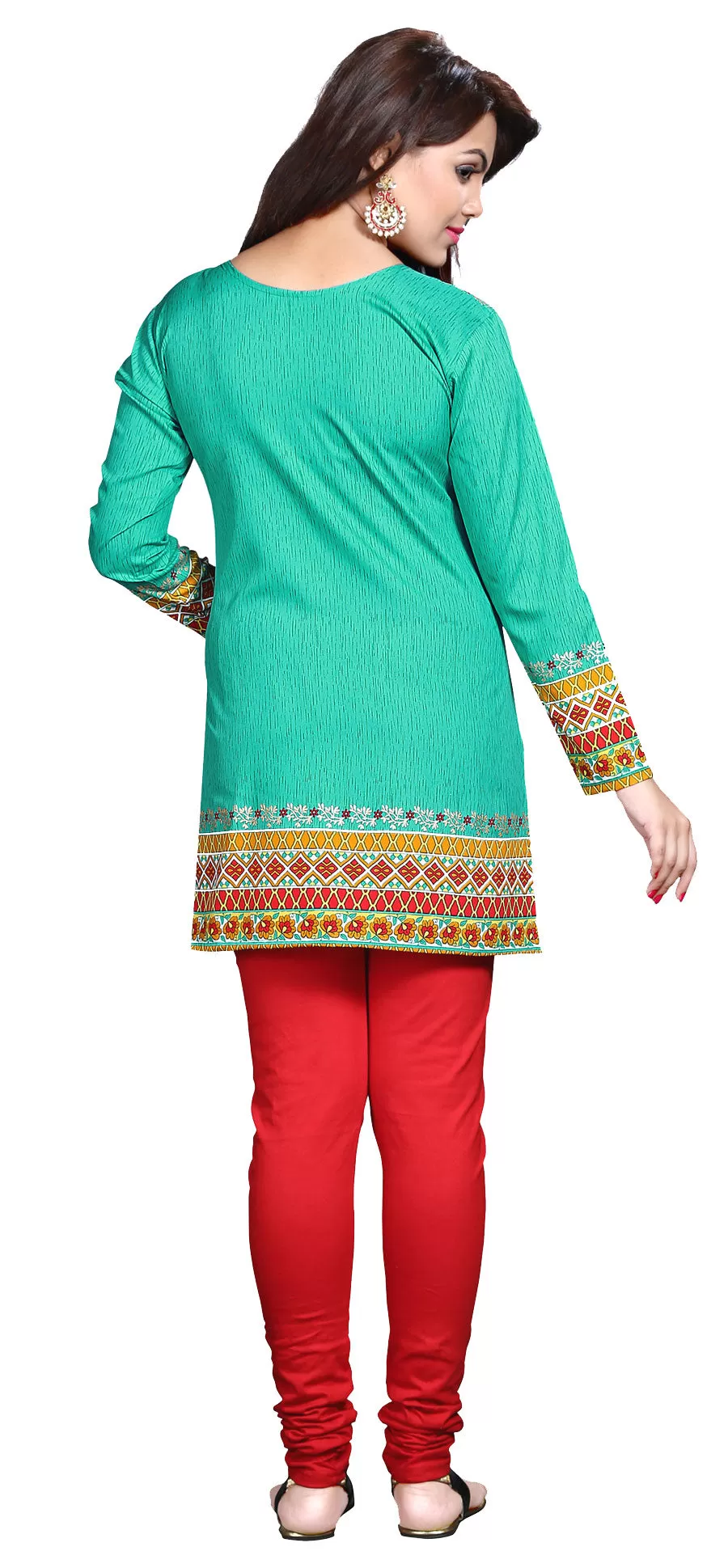 Indian Kurti Top Tunic Printed Womens Blouse India Clothes (Green)