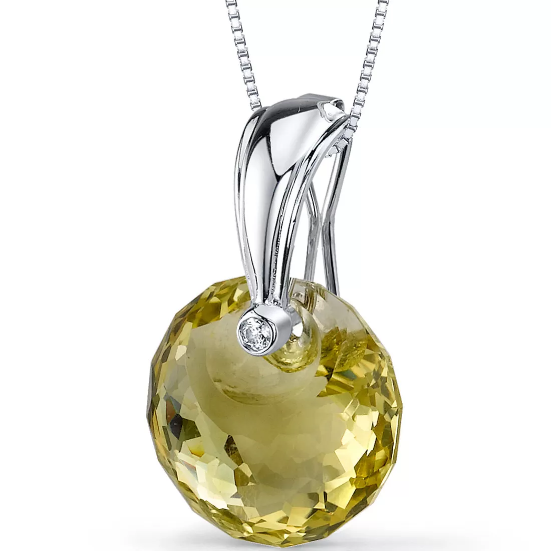 Lemon Quartz Pendant Sterling Silver Snail Cut 15 Cts