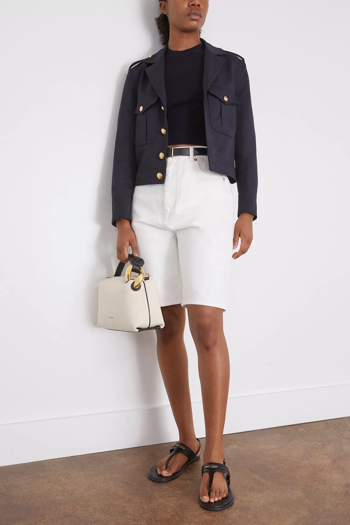 Lourdes Cropped Military Blazer in Midnight