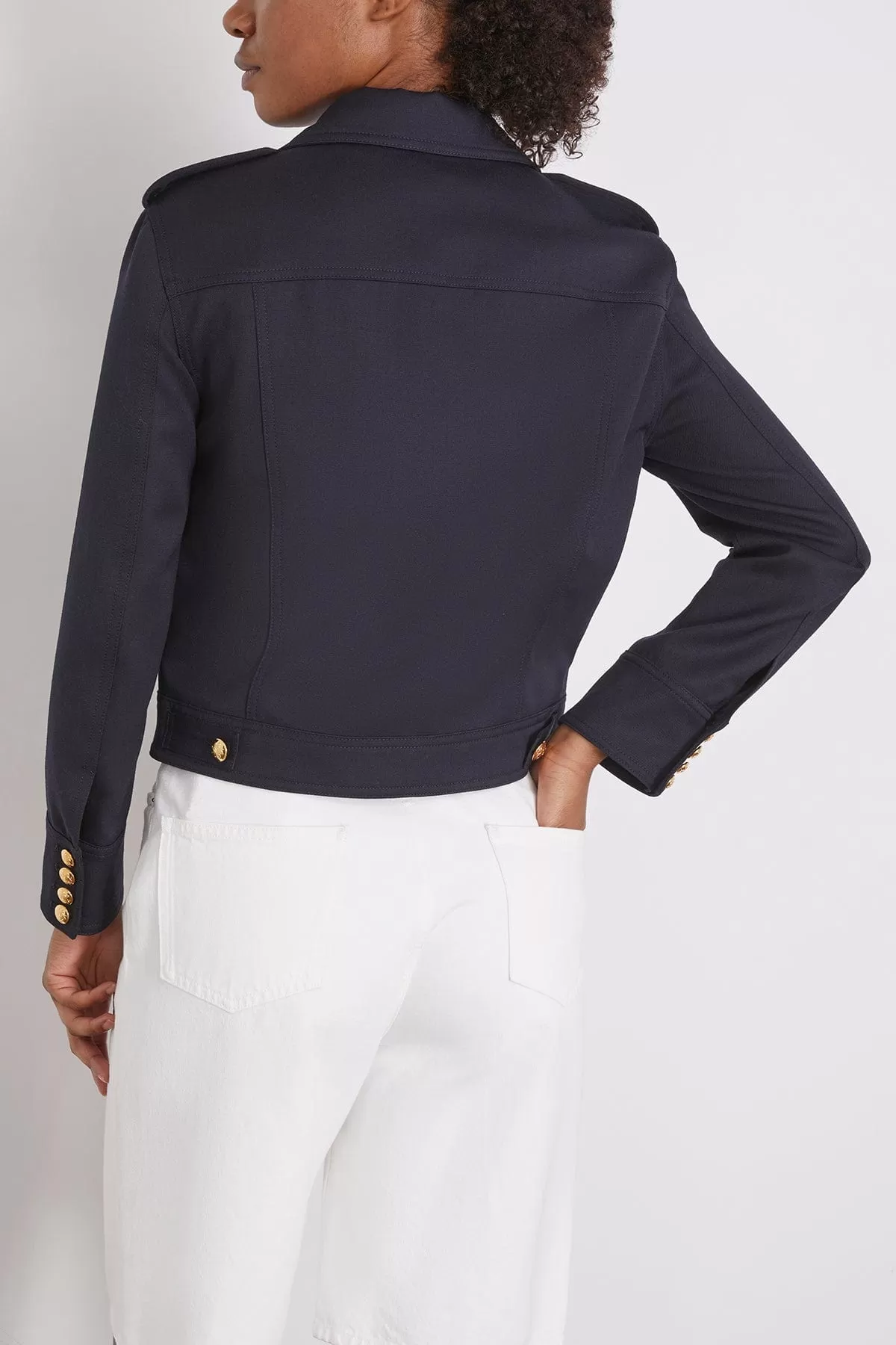 Lourdes Cropped Military Blazer in Midnight