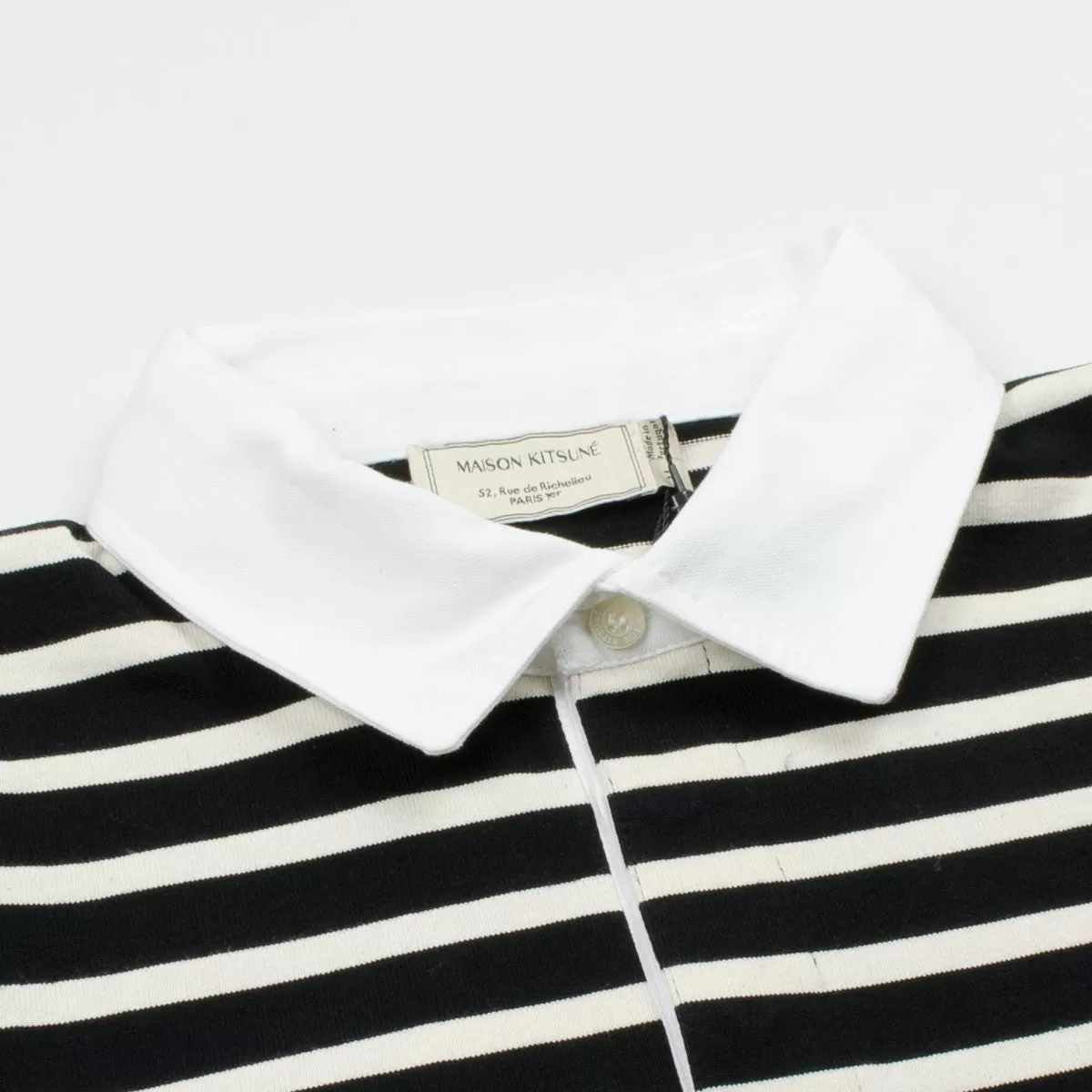 Maison Kitsuné - Marin Striped Polo Shirt - Black / Ecru