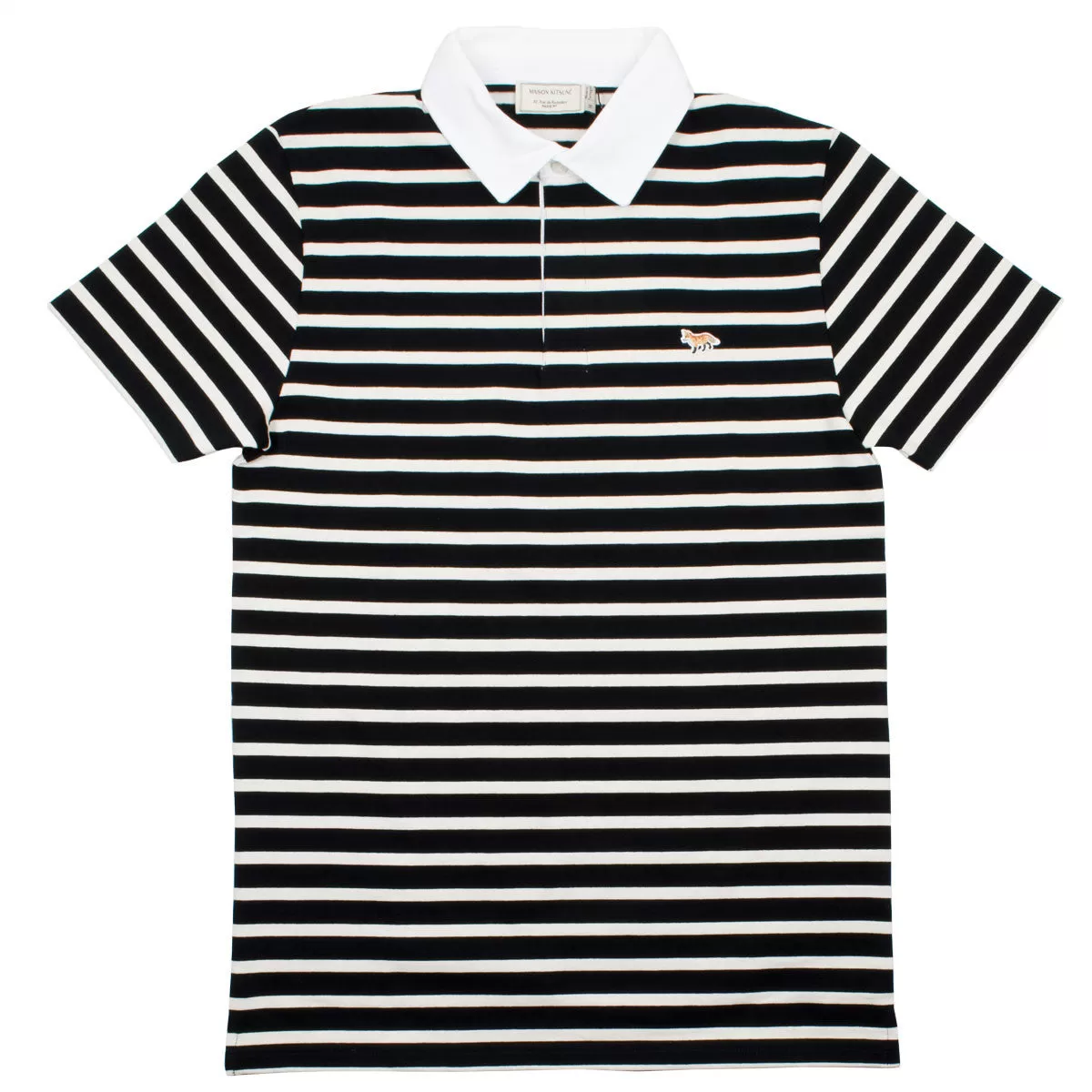 Maison Kitsuné - Marin Striped Polo Shirt - Black / Ecru