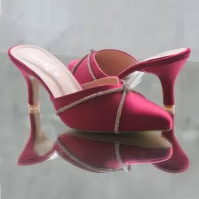 Maroon Fancy Heel Slippers for Women