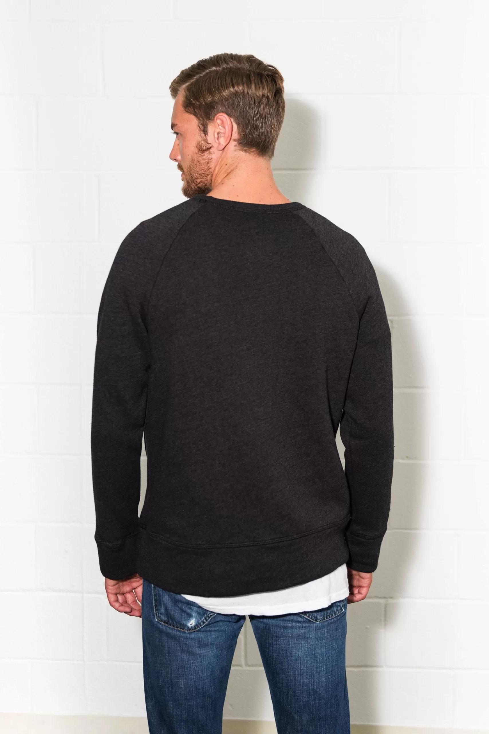 Men's French Terry Kangaroo Pocket Crew Neck Sweatshirt