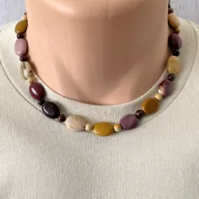 Mens Moukaite Oval Beaded Necklace