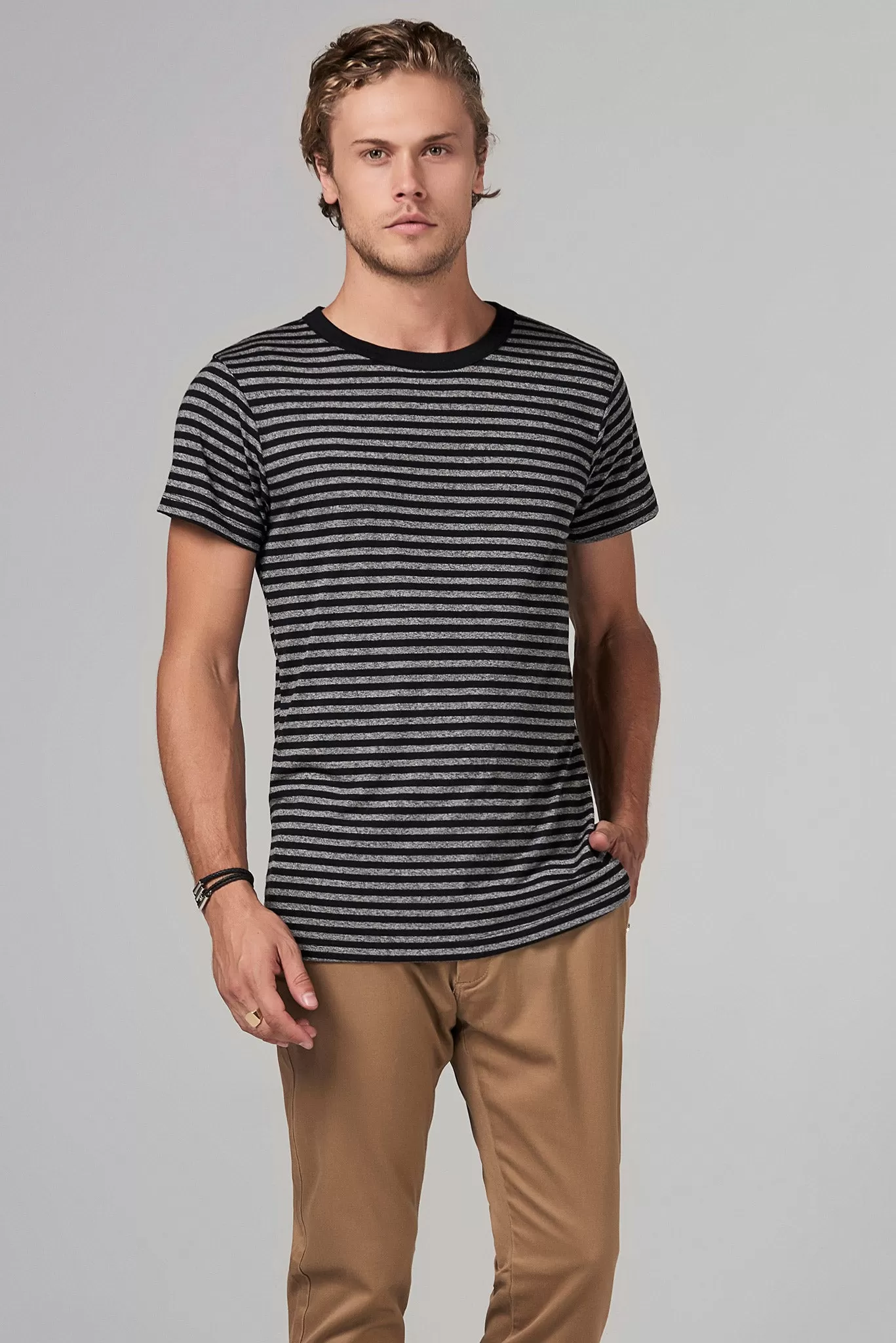 Men's Relaxed Crew Neck Tee - Quarter Stripe