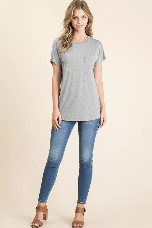 Mia Basic Tee in Heather Gray