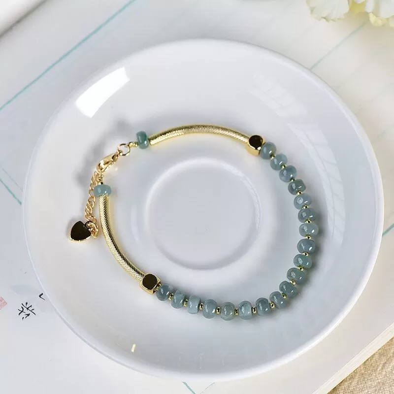 Natural Stone Abacus Jade Beaded Bracelet