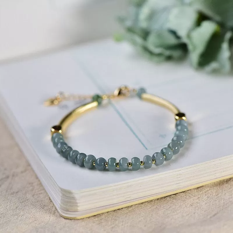 Natural Stone Abacus Jade Beaded Bracelet