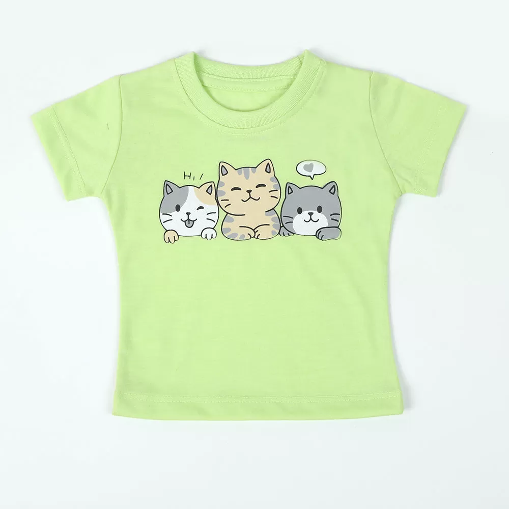 Newborn Girls Half Sleeves T-Shirt - Light Green