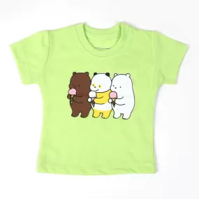 Newborn Girls Half Sleeves T-Shirt - Light Green