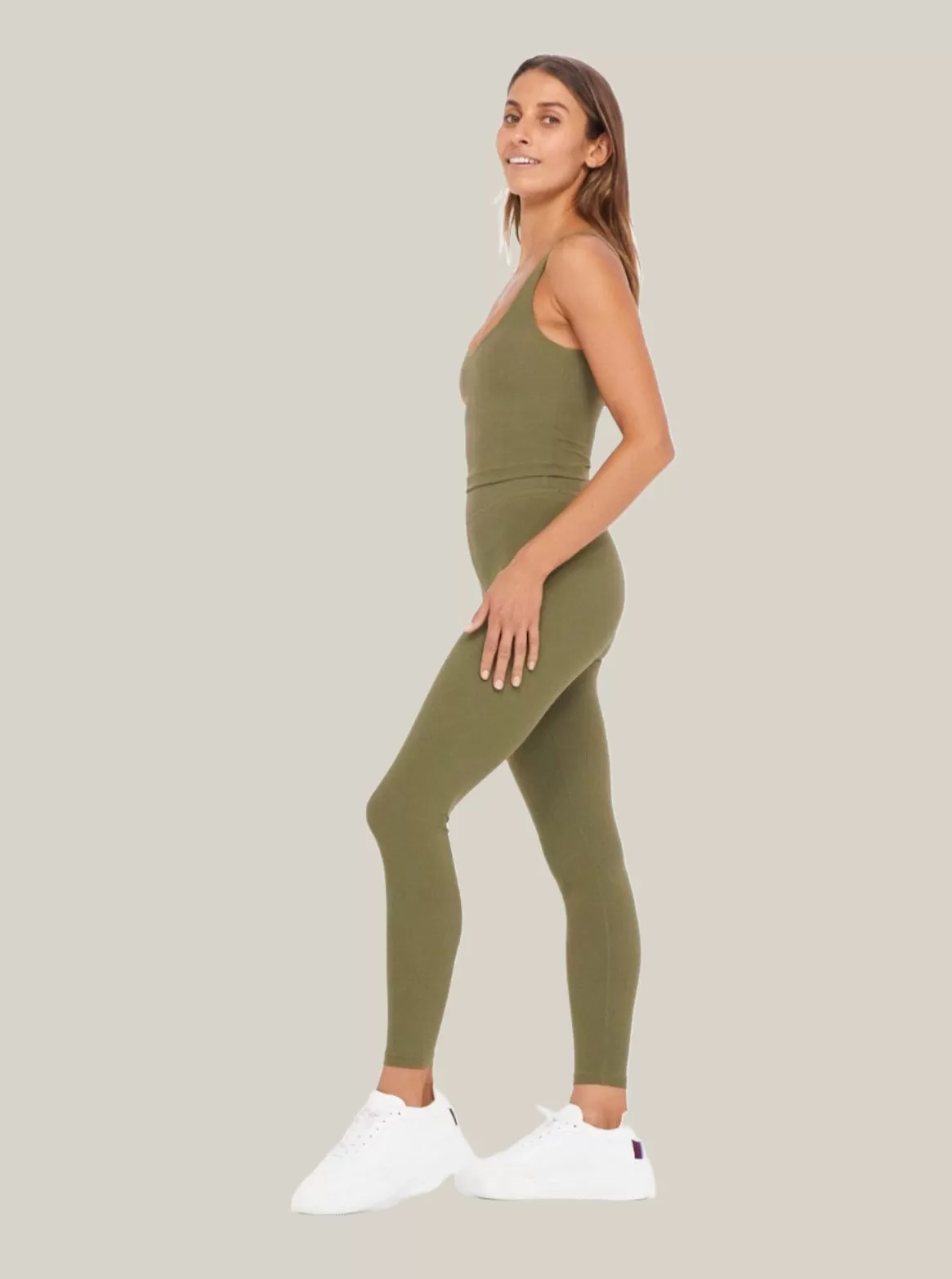 Peached 25IN Midi Pant Khaki