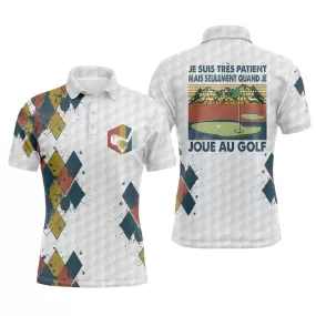 Polo de Golf, Polo de Sport Homme Femme, Golfeur, Golfeuse, Rétro Vintage, Motifs Balle de Golf, Je suis très Patient(e) - CTS21052212